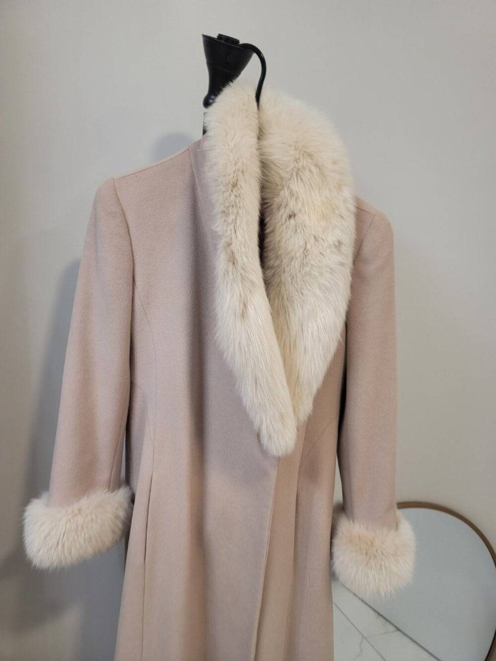 VTG Steve by Searle Faux Fur  Blend  Long Coat Women Sz 4 Beige - Picture 2 of 8